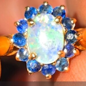 Opal and sapphire engagement ring